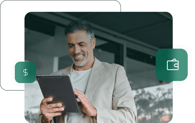 empresário abrindo conta pj digital no tablet